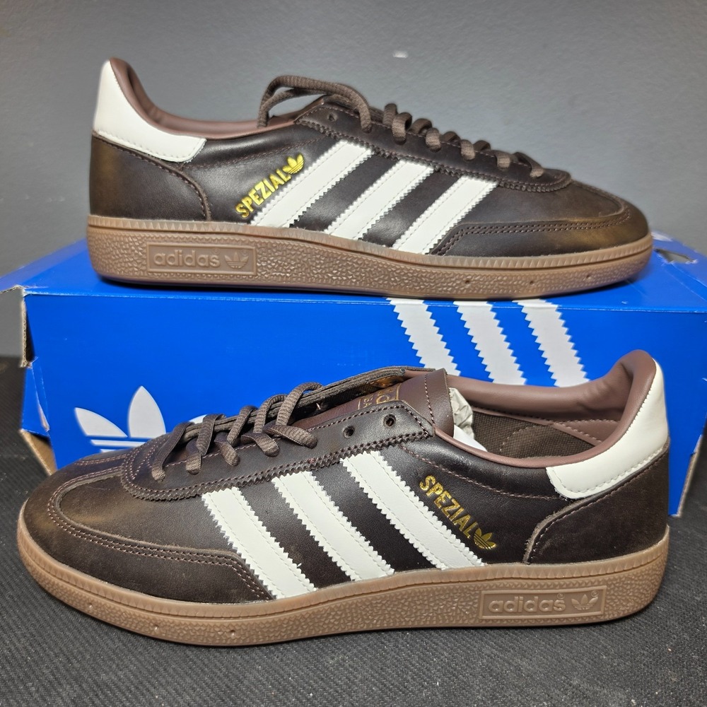 Men 8.5 Women 9.5 Adidas Handball Spezial KI8581 Brown White Gum Leather NIB